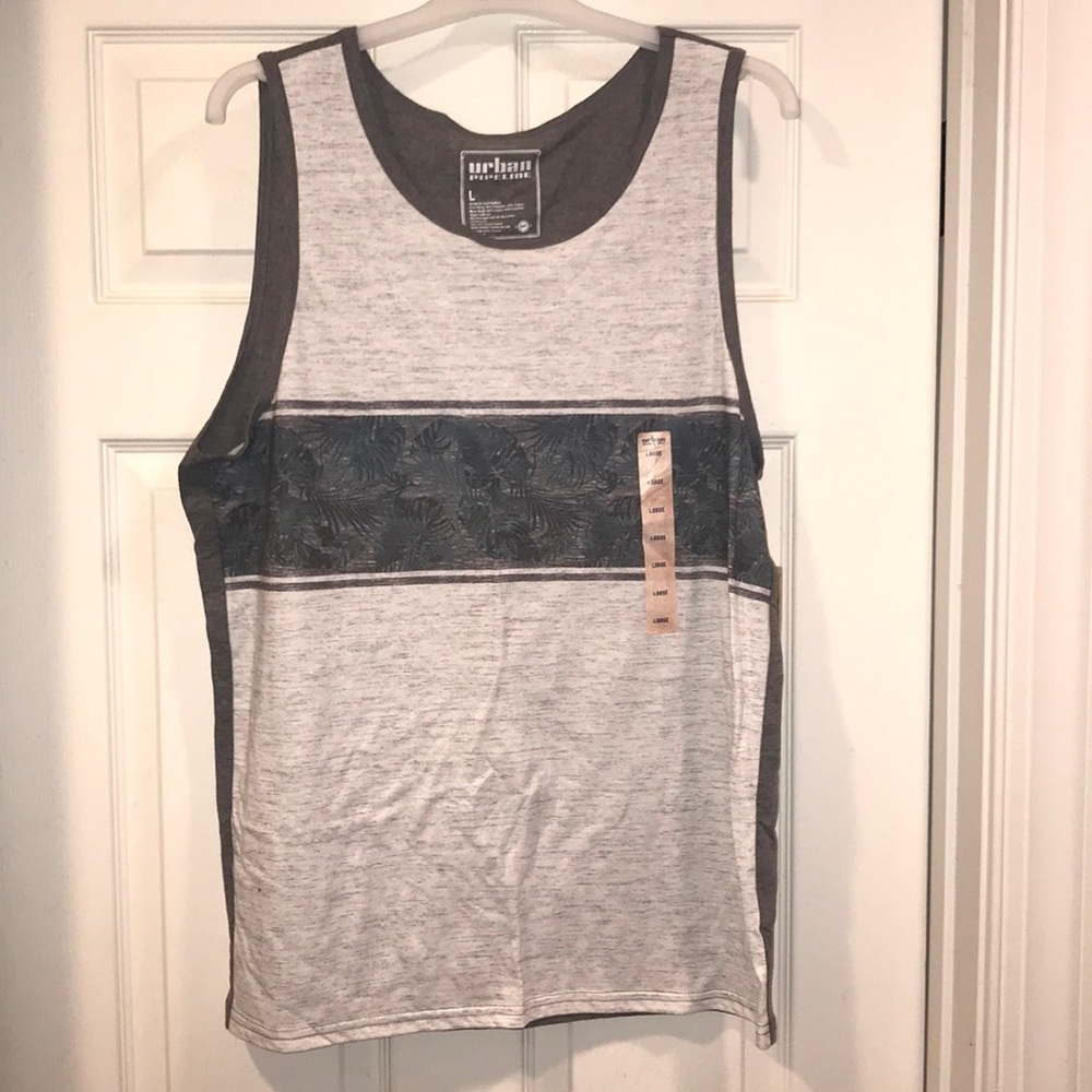 Tank top white and grey with cool flower design